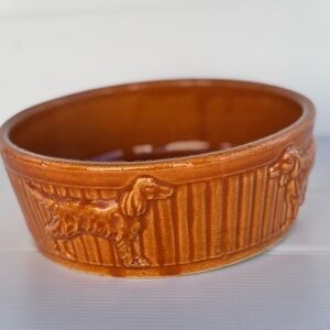 Vintage RRPCO Roseville Ohio Dog Bowl Pottery 5 Inch